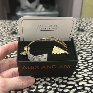Alex and Ani Gold Seashell Christmas Tree Bangle with Charms